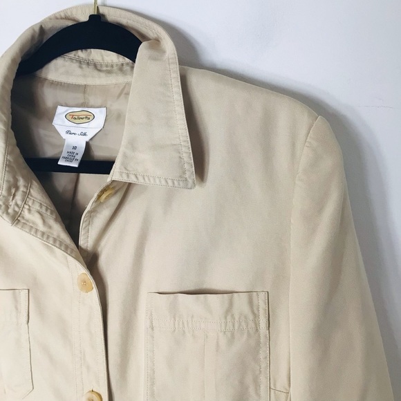 Talbots silk jacket women 10 tan - Picture 2 of 9